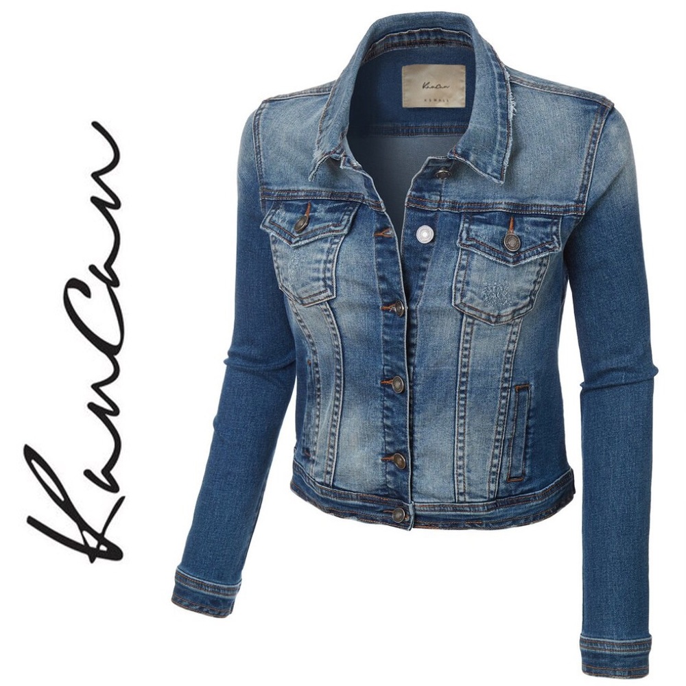 🖤 KANCAN Crop Denim Blue Distressed Jacket